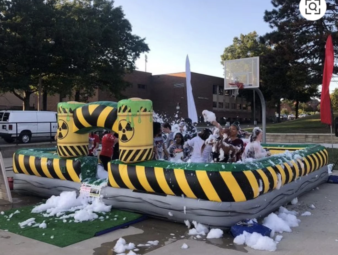 Foam party inflatable setup